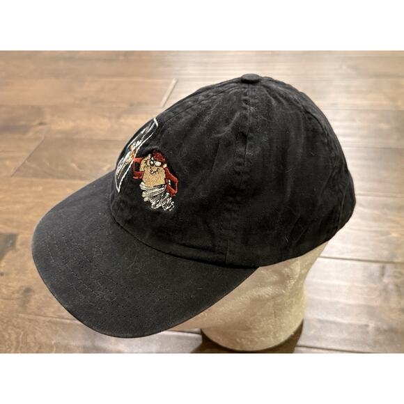 Vintage 90s Bugs Bunny Taz 32c Stamp Black Adjustable Snapback Hat Made In USA - Picture 5 of 10